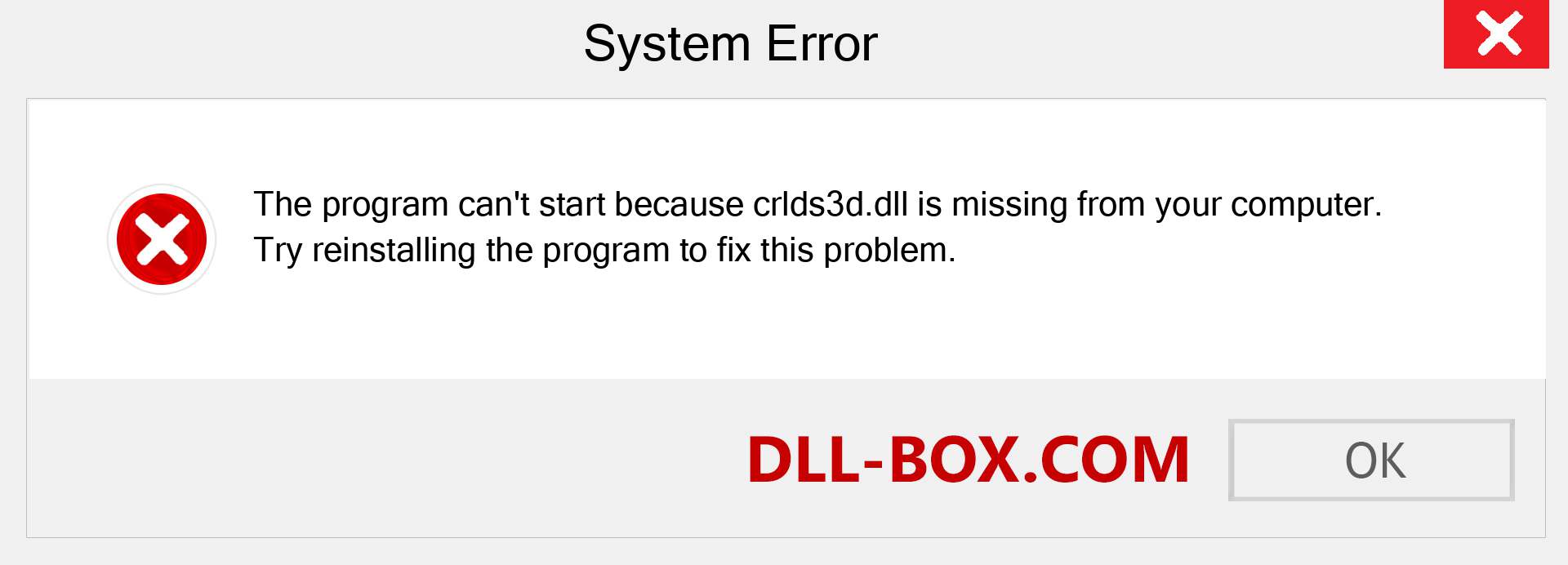  crlds3d.dll file is missing?. Download for Windows 7, 8, 10 - Fix  crlds3d dll Missing Error on Windows, photos, images